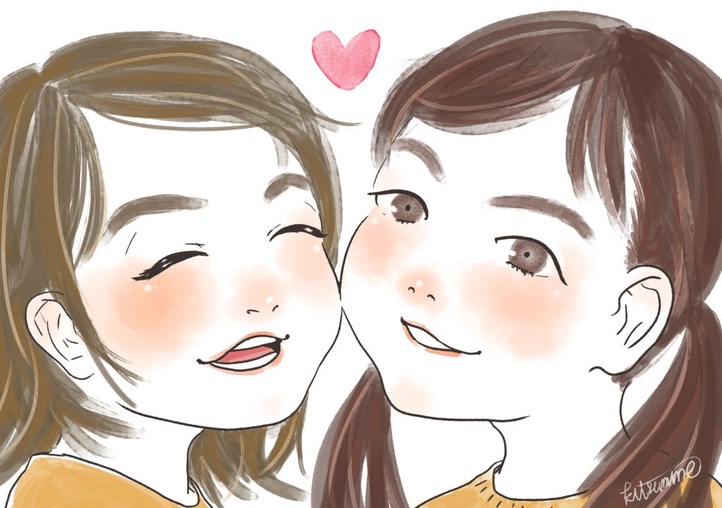姉妹の似顔絵
